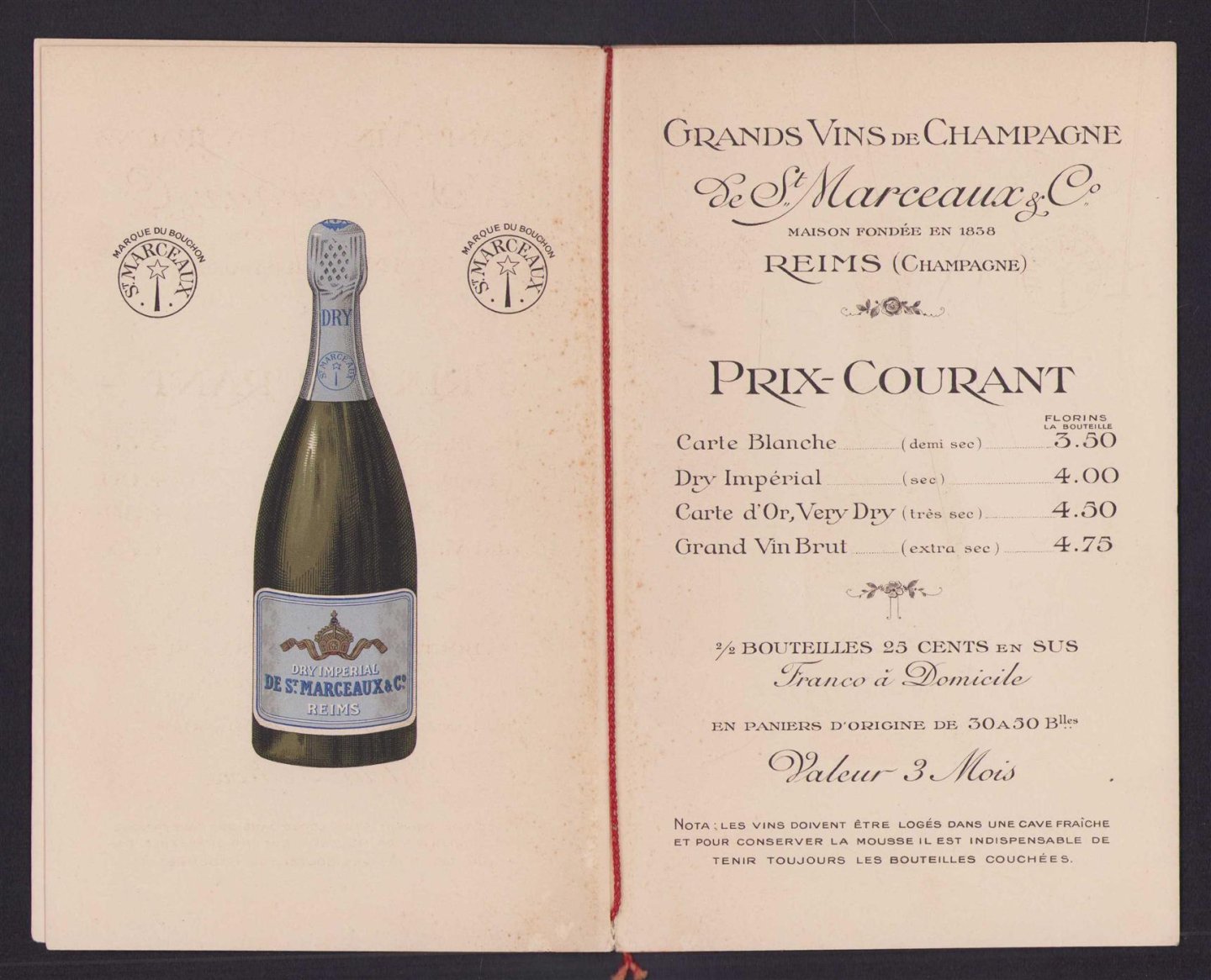 n.n - (BROCHURE) Grand Vins de Champagne St Marceaux  Rheims