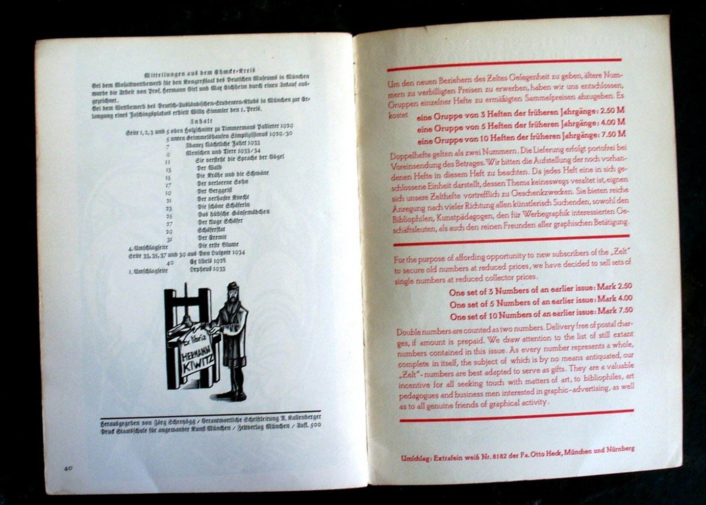  - Das Zelt Nr. 80 - 10. Jahr, Zweites Heft - Zeitschrift des Ehmcke-Kreises - Blätter für gestaltendes Schaffen, Heinz Kiwitz - Holzschnitte