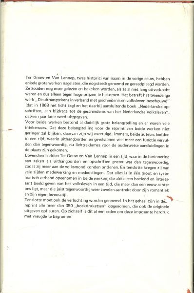 Lennep, Mr .J. van en J. ter Gouw Geillustreerd met ruim 300 Boekdruk Etsen van F.W. Zurcher - De Uithangteekens .. In verband met Geschiedenis en Volksleven beschouwd tweede deel