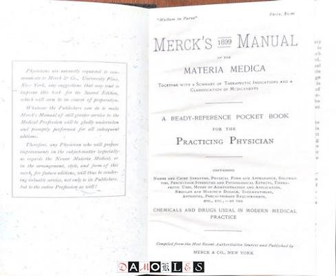  - Merck's 1899 Manual of the materia Medica