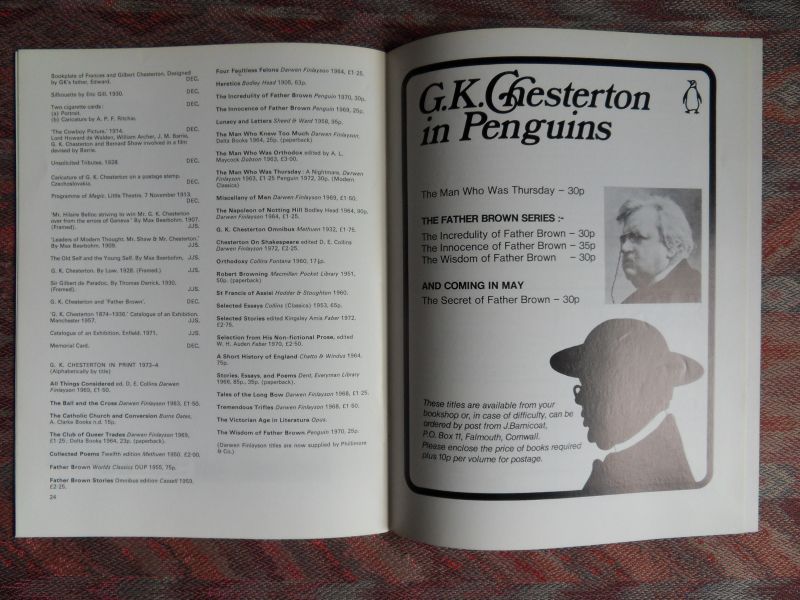 Sullivan, John (arranged by). - G.K. Chesterton 1874 - 1974. - An Exhibition of Books, Manuscripts, Drawings and other Material relating to G.K. Chesterton.