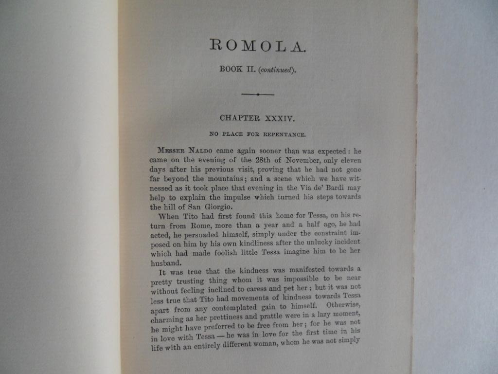 Eliot, George [ pseudoniem van Mary Ann Evans ]. - Romola. [ Complete in two Volumes ].