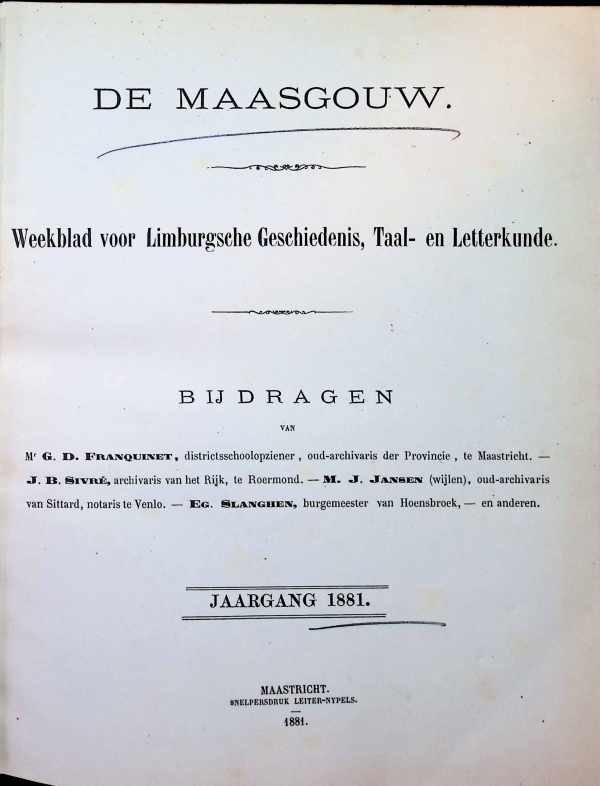 collectief - De Maasgouw Orgaan voor Limburgschse geschiedenis, taal- en letterkunde vierde deel  jaargang  1882 en 1883