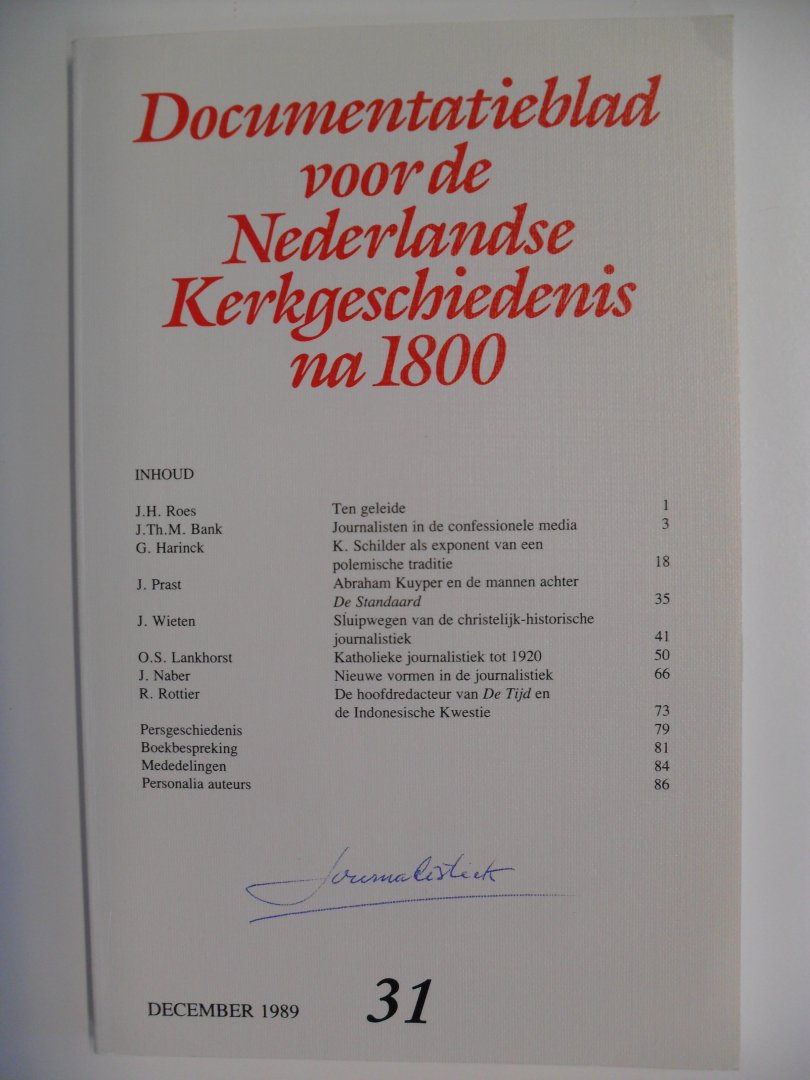 Schram Dr.P.L. + redactie - Documentatieblad v.d. Nederlandse Kerkgeschiedenis na 1800