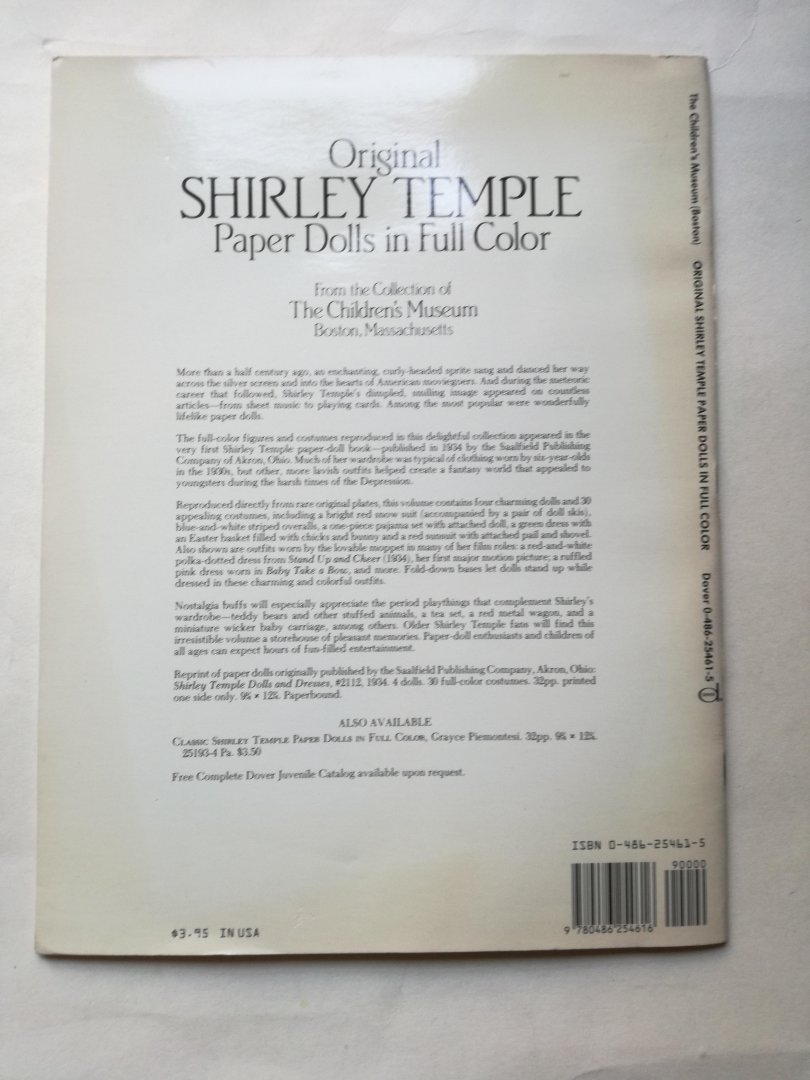 The Children's Museum, Boston, Massachussets. - Original Shirley Temple Paper Dolls