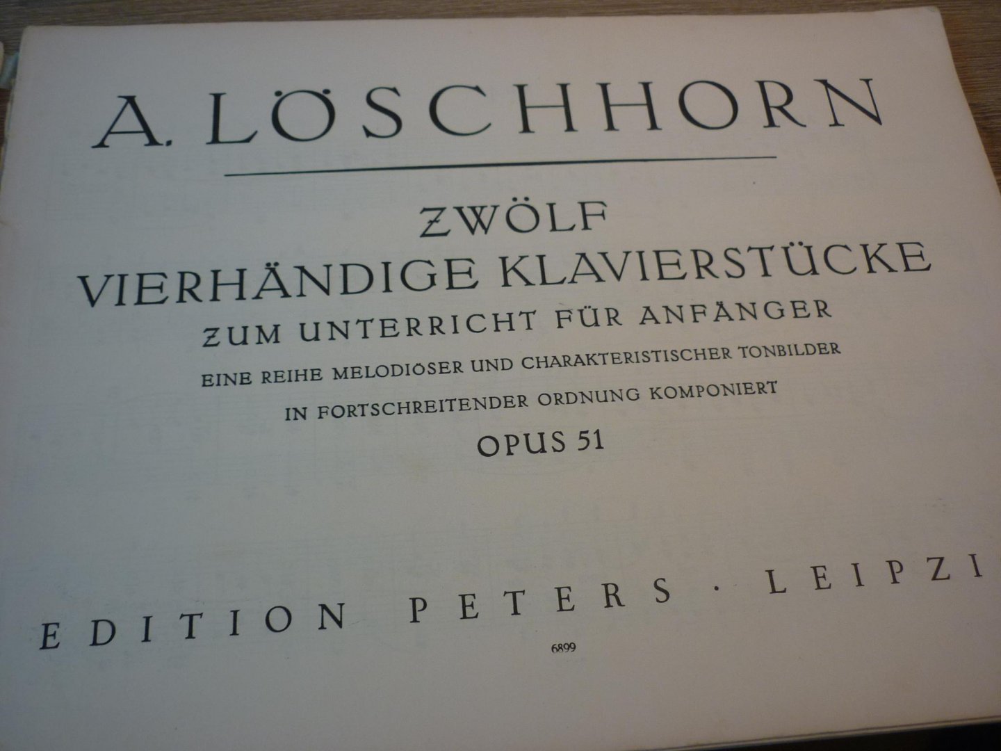 Loeschhorn; A. - Tonbilder; Klavier zu 4 Handen; Pieces for Beginners; Opus 51