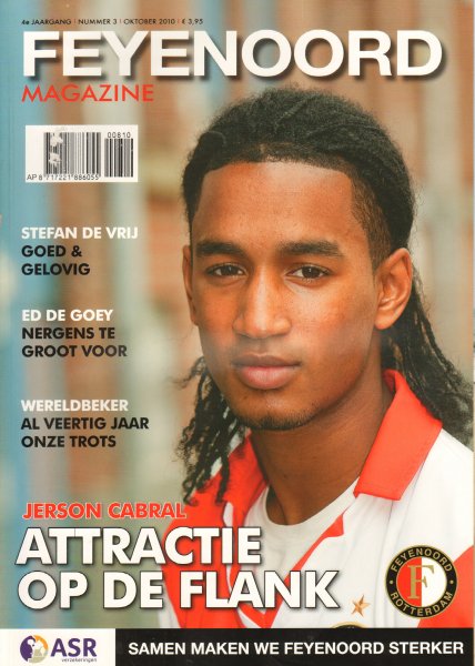 Diverse auteurs - Feyenoord Magazine nr. 03 , oktober 2010 , 4e jaargang met o.a.  STEFAN DE VRIJ/ED DE GOEY/WERELDBEKER/JERSON CABRAL , softcover , goede staat