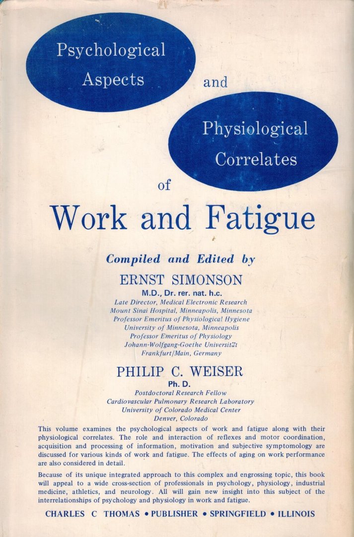 Simonson, Ernst - Psychological Aspects and Physiological Correlates of Work and Fatigue