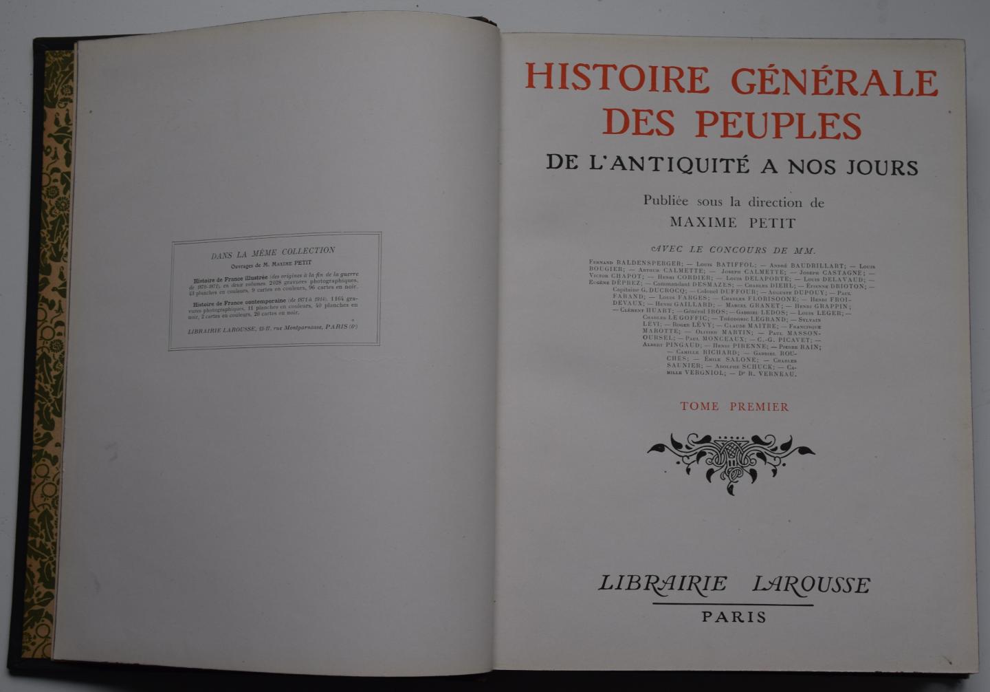 Petit, Maxime - Histoire Générale des Peuples, Tome premier, 1925