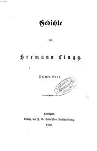 Lingg, Hermann - Gedichte, Dritter Band