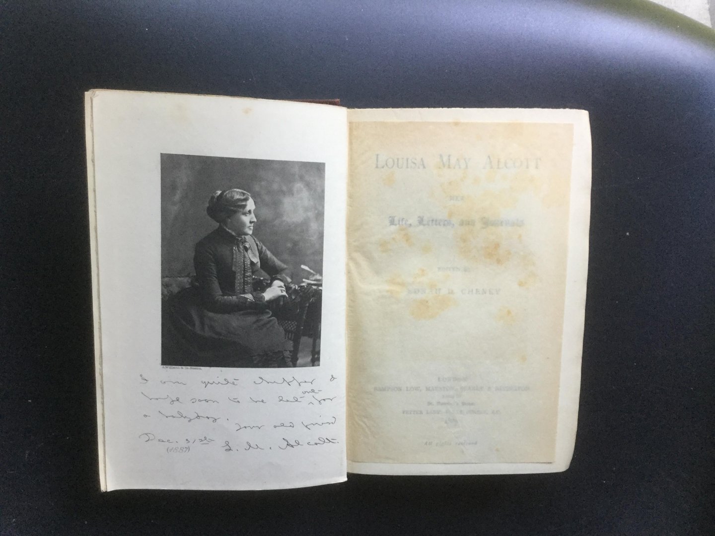 Edited by Ednah D. Cheney - Louisa May Alcott, Her Life, Letters and Journals       . FIRST EDITION, VERY GOOD COPY