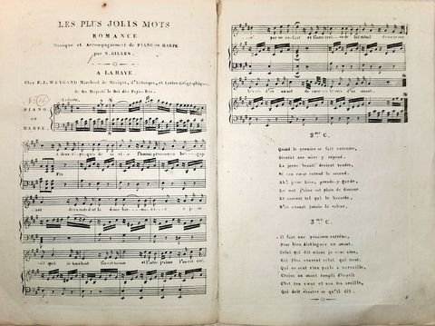 Gilles, N.: - Les plus jolis mots. Romance. Musique et accompagnement de piano ou harpe