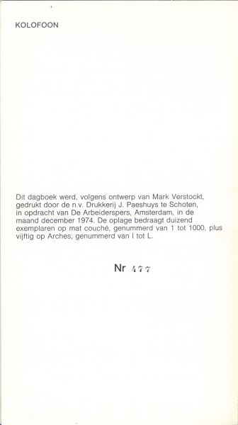 Woestijne, Karel van de - Dagboek