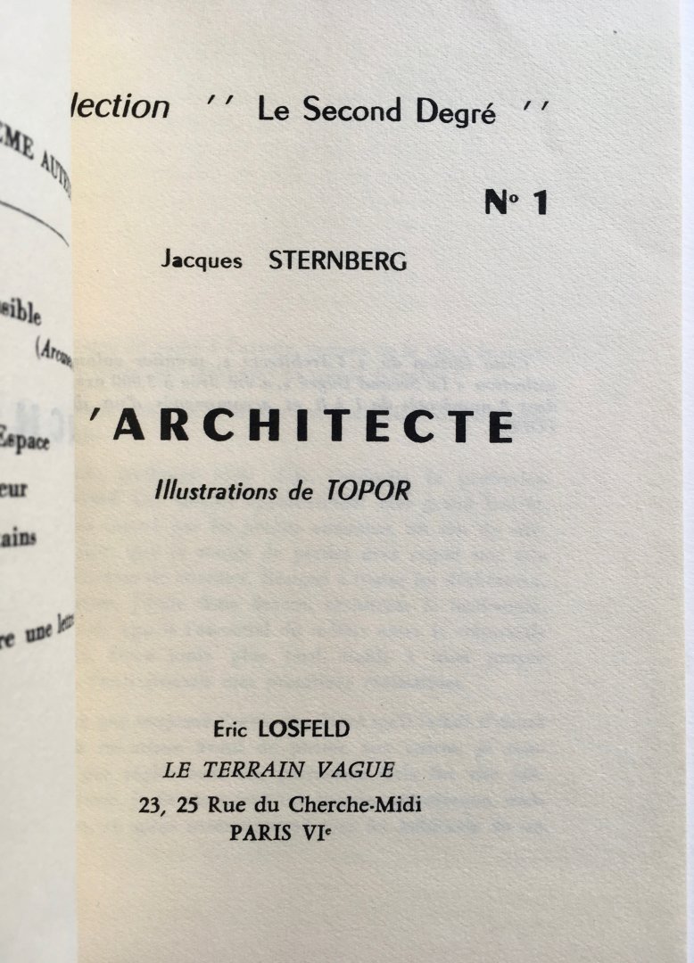 Sternberg, Jacques - L'Architecte. Illustrations de Topor
