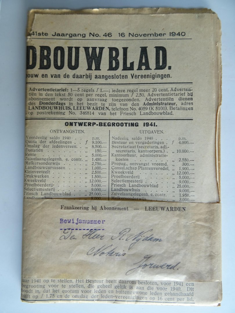  - Friesch Landbouwblad. 41 ste jaargang. no. 46. 16 november 1940.