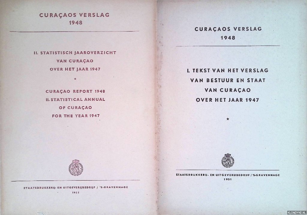 Diverse auteurs - Curaçaosch verslag 1948 (2 delen)