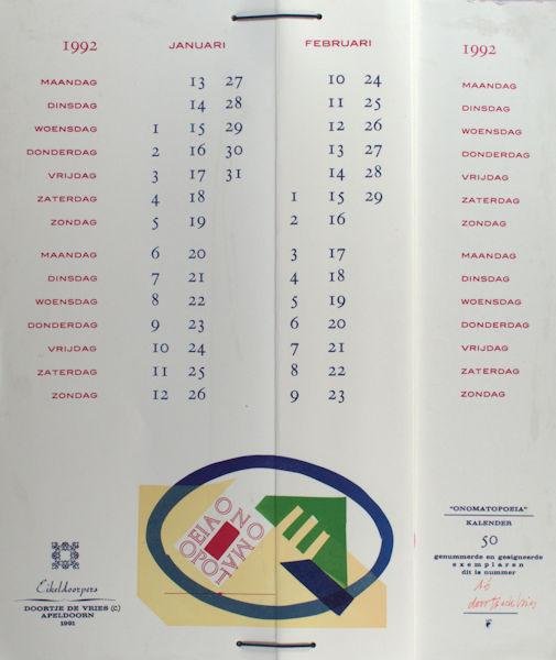 Vries, Doortje de. - 1992 kalender.