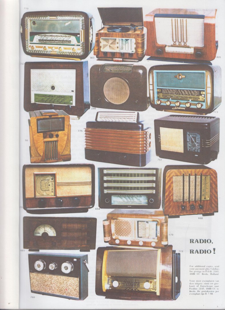 Wittenbols, Andrew - Radio, radio! Verkoopcatalogus van een verzameling van ongeveer 773 - afgebeelde - radio's. Nostalgisch document.