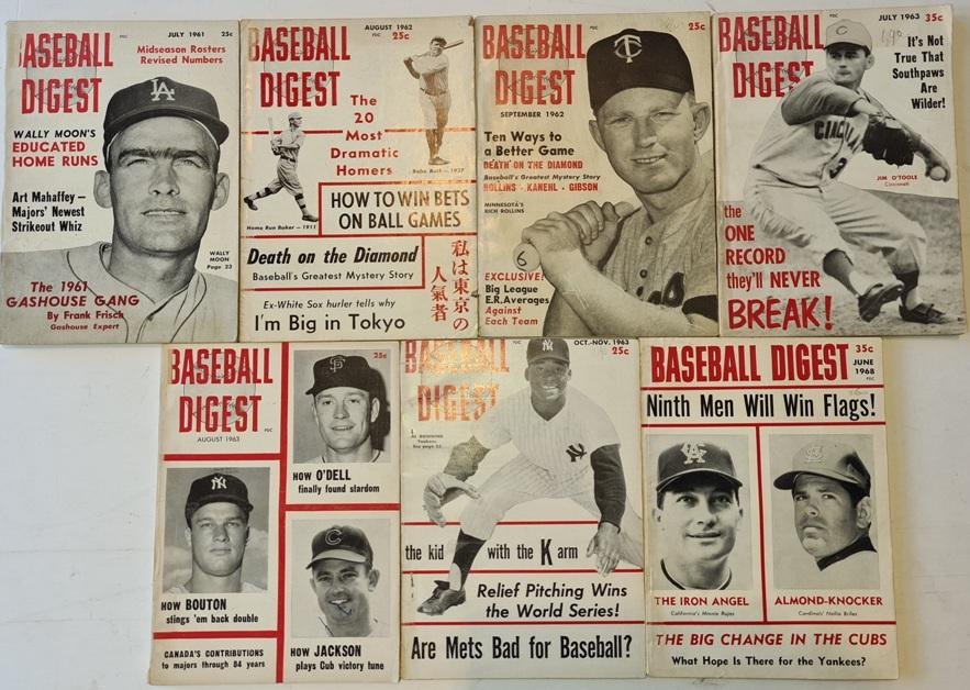 [BASEBALL] - Baseball Digest [7 Issues]. July 1961, Aug.-Sept. 1962, July-Aug. 1963, Oct-Nov. 1963, June 1968
