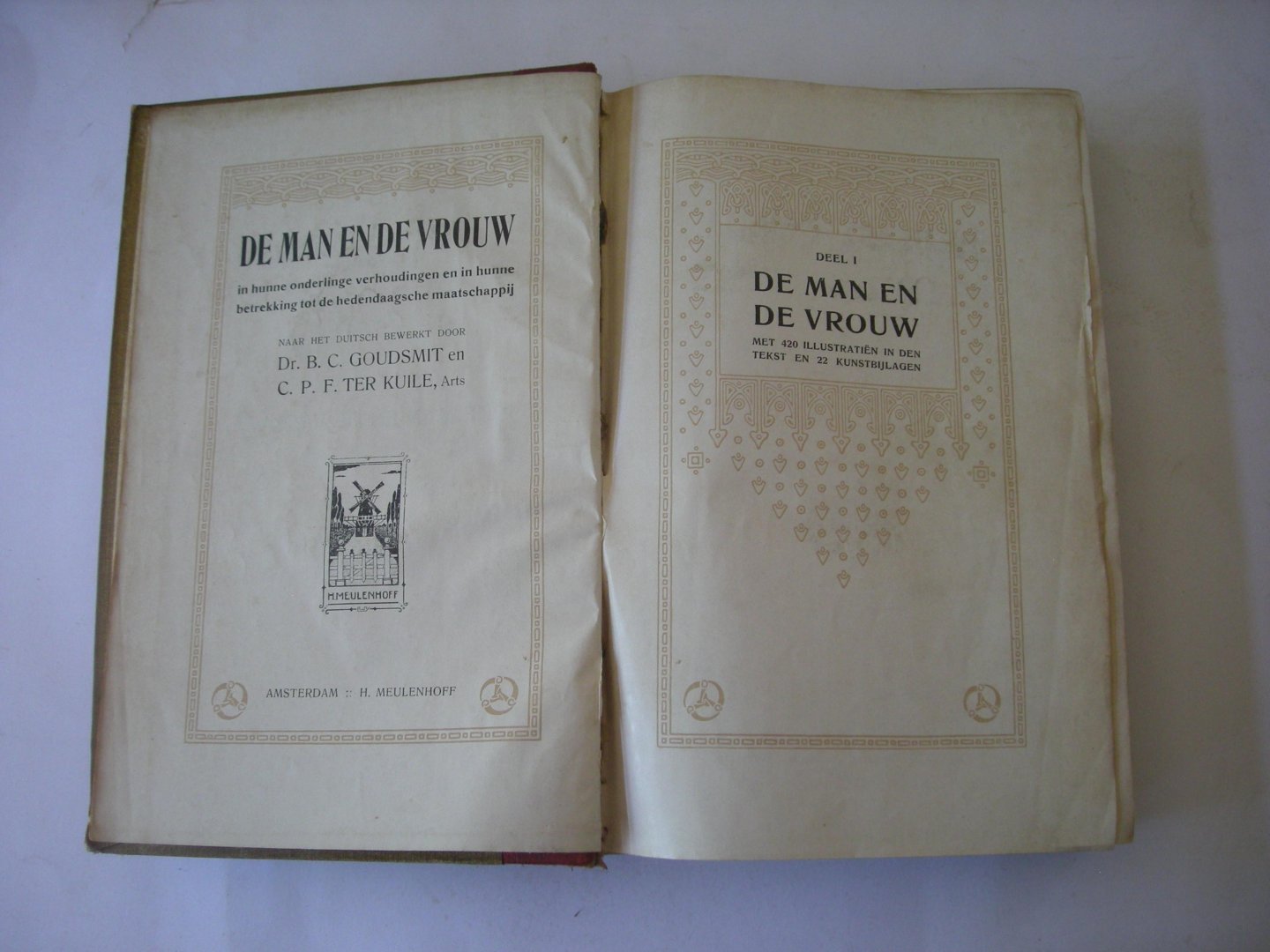 Goudsmit, Dr.H.C. en Ter Kuile,C.P.F., bewerkt naar het Duitsch - De man en de vrouw in hunne onderlinge verhoudingen en in hunne betrekking tot de hedendaagsche maatschappij, 3 delen