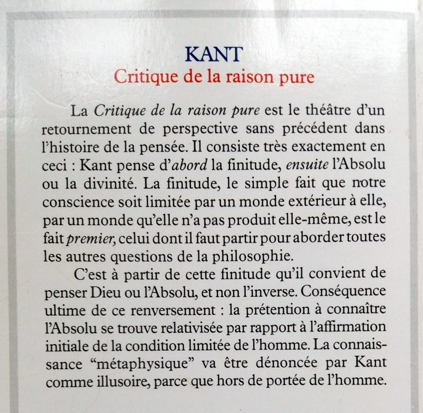 Kant, Emmanuel - Critique de la raison pure (FRANSTALIG)