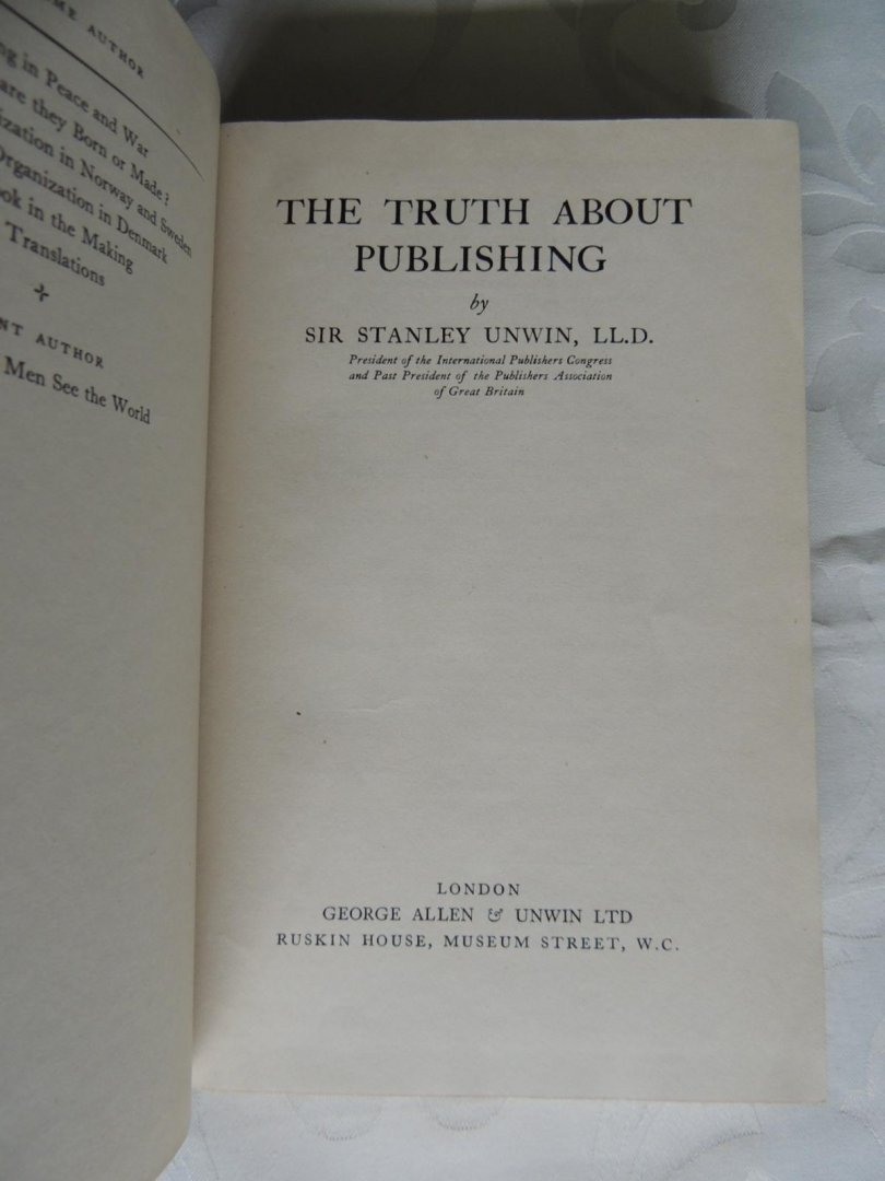 Unwin, Stanley - The truth about publishing
