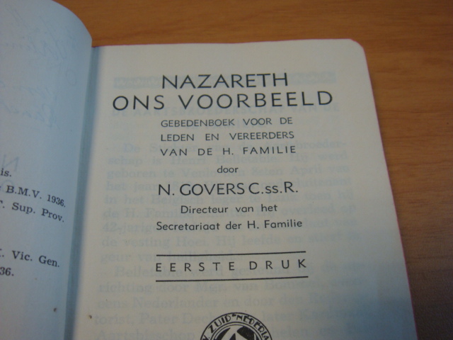 Govers, N - Nazareth ons voorbeeld - Gebedenboek voor de leden en vereerders van de H. familie