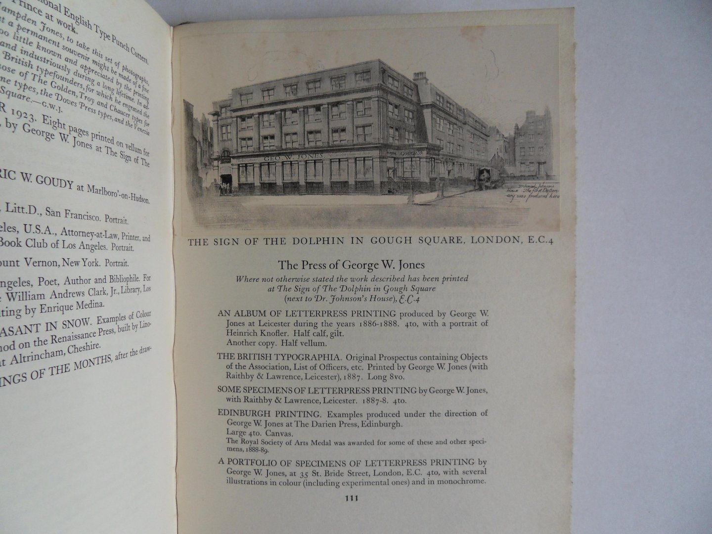Jones, George W. [ Gesigneerd - zie foto 6 ]. - Catalogue of the Library of George W. Jones at the Sign of the Dolphin. Next to dr. Johnson`s House in Gough Square Fleet Street London..