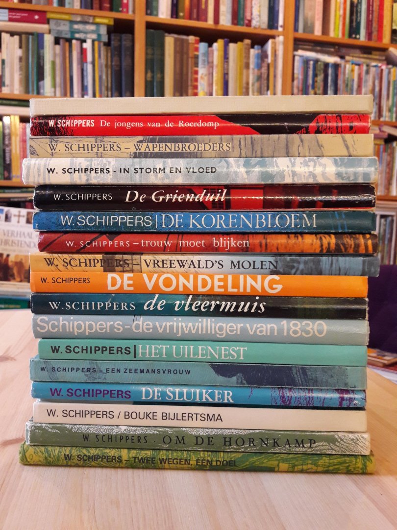 Schippers, W. - SET 23 delen: Bouke Bijlertsma + Sluiker + Vleermuis + Vrijwilliger 1830 + Wapenbroeders + Twee wegen een doel + Grienduil + Korenbloem + Jongens vd Roerdomp + Vreewald's molen + Vondeling + Uilenest + Zeemansvrouw + Trouw moet blijken