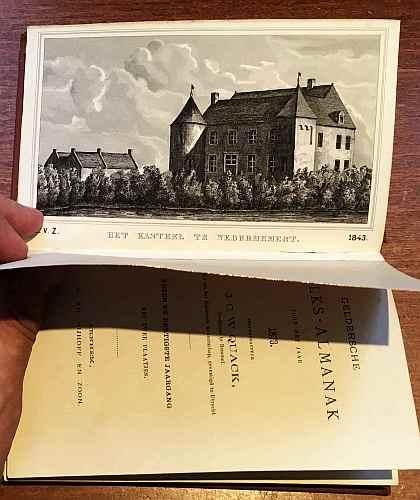 GELDERSCHE VOLKS-ALMANAK 1873 - Geldersche Volks-Almanak voor het jaar 1873. Hoofdredactie J.C.W. Quack, predikant te Bemmel. Lid van het Historisch Genootschap, gevestigd te Utrecht. Negen en dertigste jaargang. Met twee plaatjes.