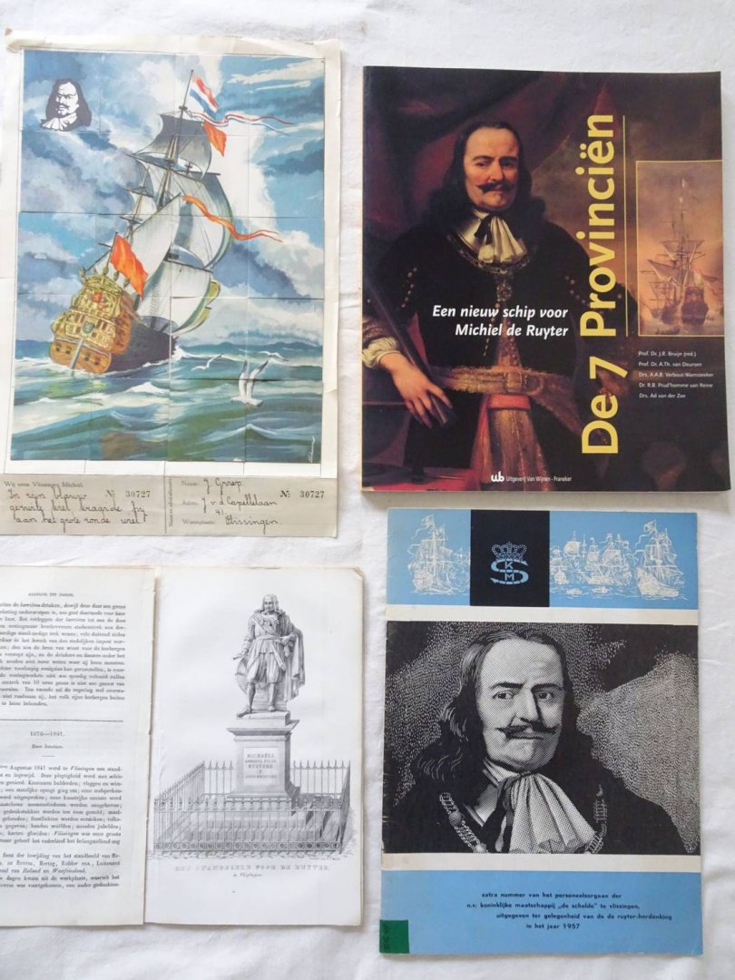 Bruijn, J.R., J.W. Hupkes, et al. - De 7 Provinciën. Een nieuw schip voor Michiel de Ruyter/ Extra nummer van het personeelsorgaan der N.V. Koninklijke Maatschappij "de Schelde" te Vlissingen, uitgegeven ter gelegenheid van de de Ruyter-herdenking in het jaar 1957/ 1676-1841- bi...
