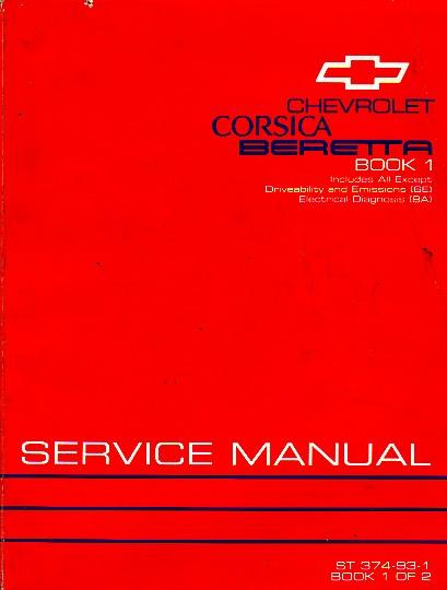  - 1992 Chevrolet Corsica Beretta Service Manual Book 1