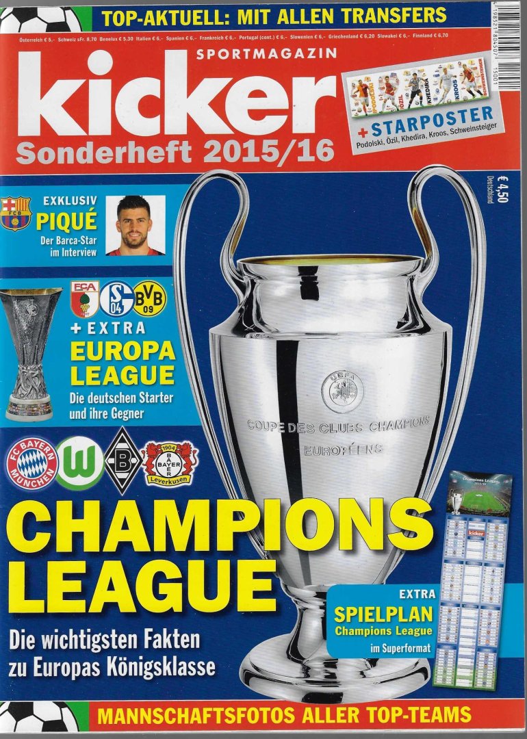 Mehrere - Kicker Sportmagazin Sonderheft 2015/16 - Champions League