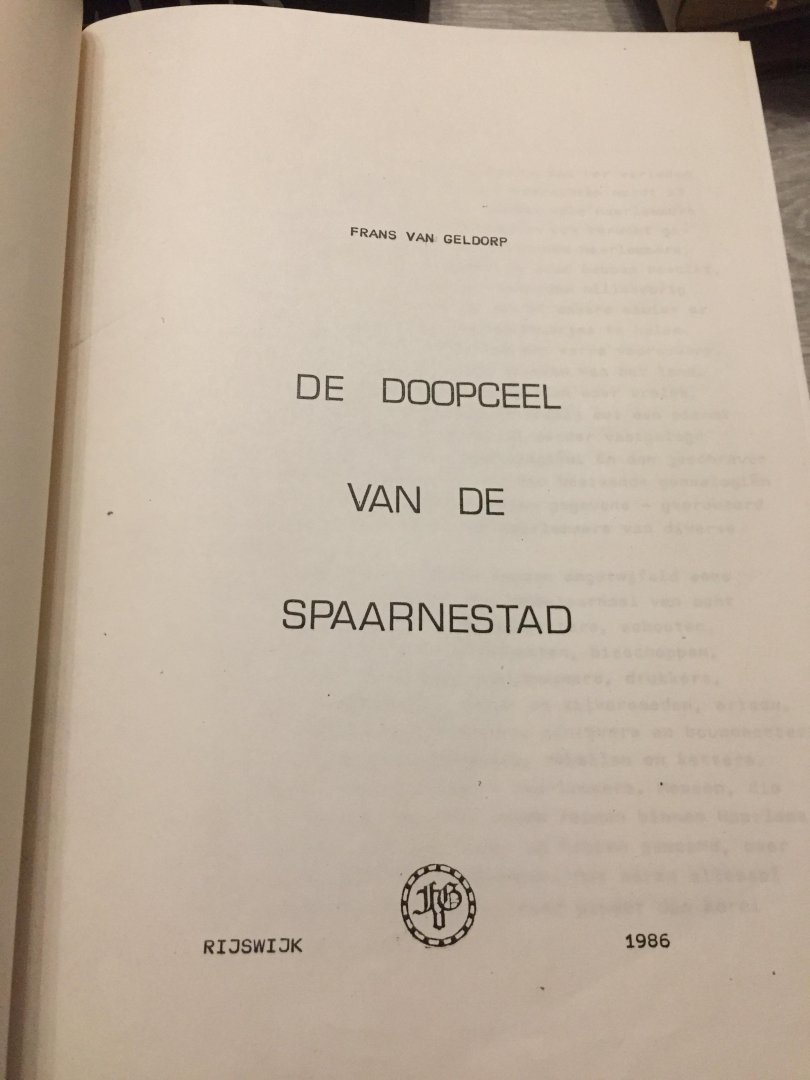 Frans van Geldrop - De doopceel van de spaarnestaf