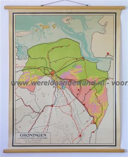 Van Hees, G. en De Looff, H.P. - Schoolkaart / wandkaart van Groningen