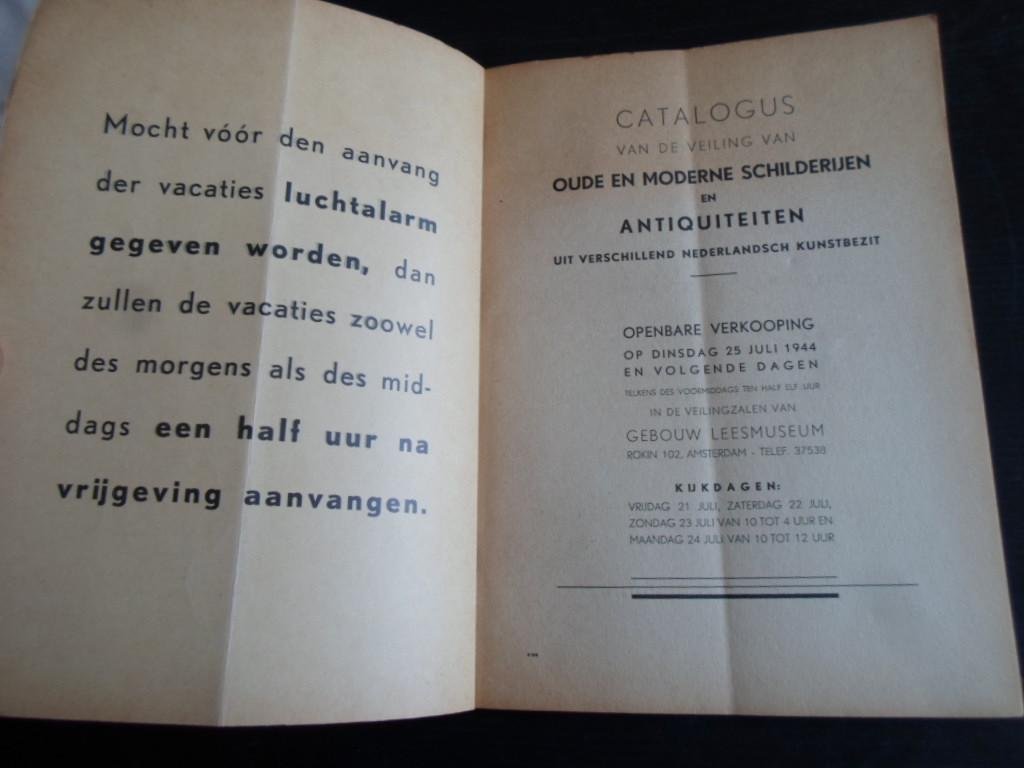 Catalogus - Oude en moderne schilderijen en antiquiteiten