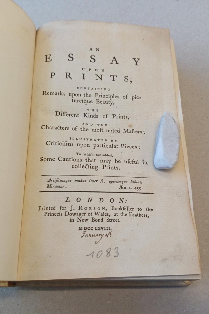 [Gilpin, William] - An essay upon prints, containing remarks upon the principles of picturesque beauty, the different kinds of prints, and the characters of the most noted masters, illustrated by criticisms upon particular pieces; too which are added some caution...