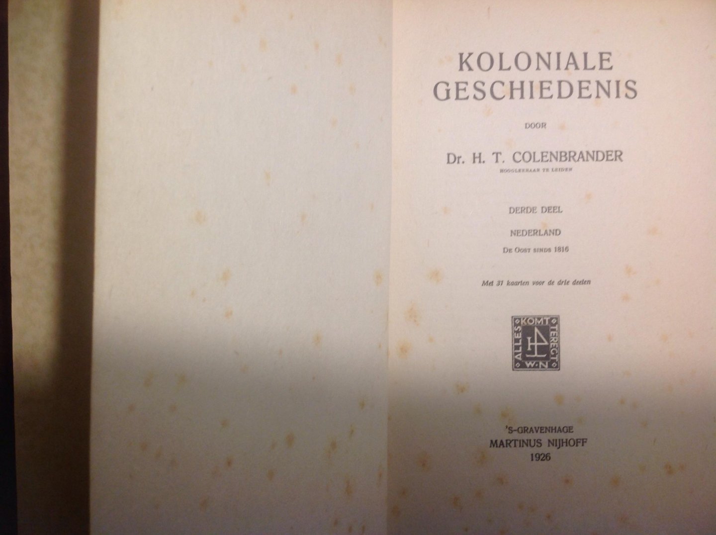 Dr. H.T. Colenbrander - Koloniale geschiedenis