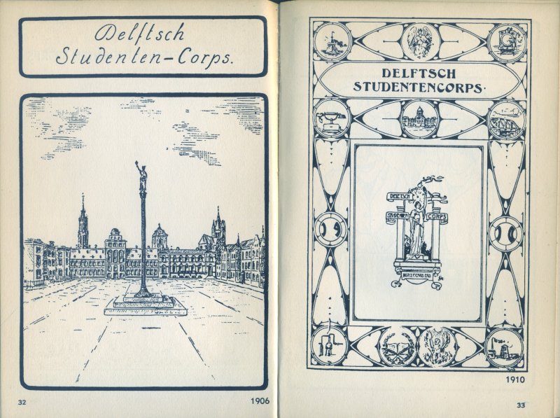 Albarda, J.H. (samenstelling) - Prentenboek voor Delftsche studenten. Zijnde een bloemlezing uit de tekeningen in den Delftschen Studenten Almanak van 1900-1931