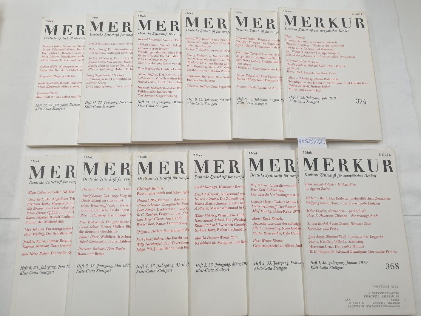 Moras, Joachim und Hans Paeschke (Hrsg.): - (1979) Merkur : Deutsche Zeitschrift für europäisches Denken : Jhg. 1979 : Komplett .