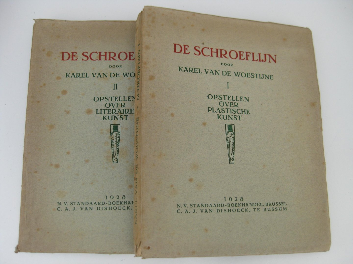 Woestijne, Karel van de - - De Schroeflijn. Opstellen over plastische kunst. Deel I en II.