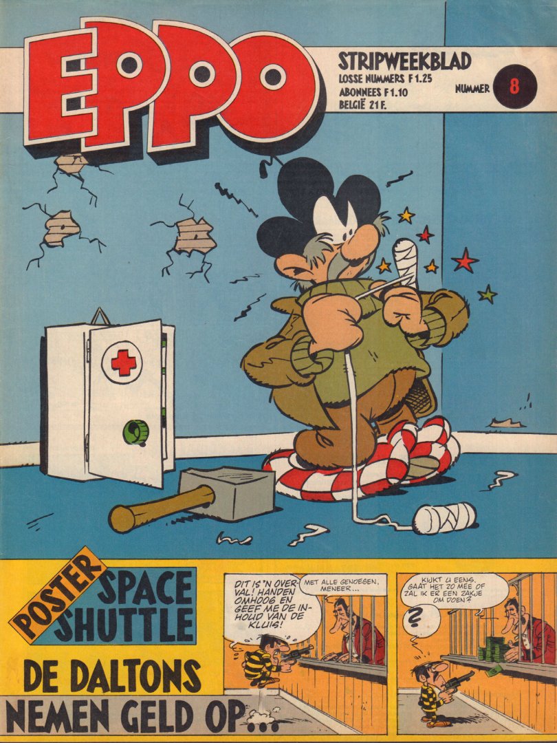 Diverse auteurs - Stripweekblad Eppo / Dutch weekly comic magazine Eppo 1980 nr. 08 met o.a./with a.o. DIVERSE STRIPS / VARIOUS COMICS a.o. STORM/LUCKY LUKE/DE PARTNERS/ROEL DIJKSTRA + POSTER SPACE-SHUTTLE (1 p.),  goede staat / good condition