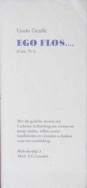 Gezelle, Guido. - Ego flos.... (Cant. II:1)