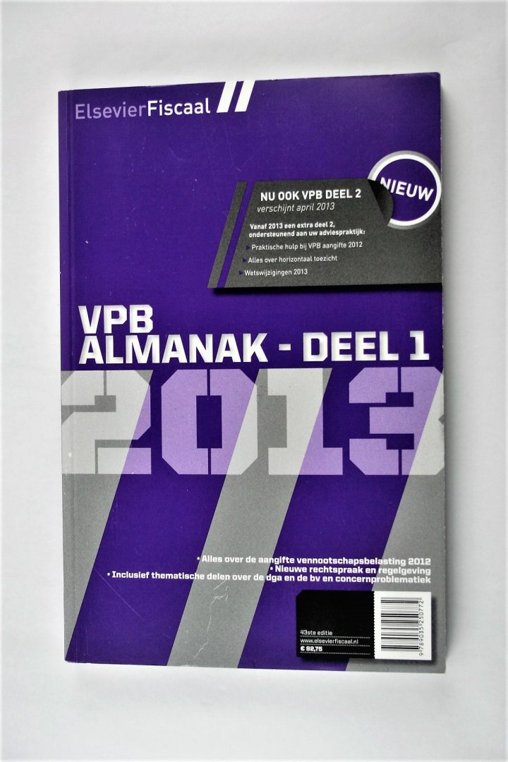 Diverse - Elsevier VPB almanak 2013 deel 1 Handleiding voor de aangifte vennootschapsbelasting 2012 (3 foto's)