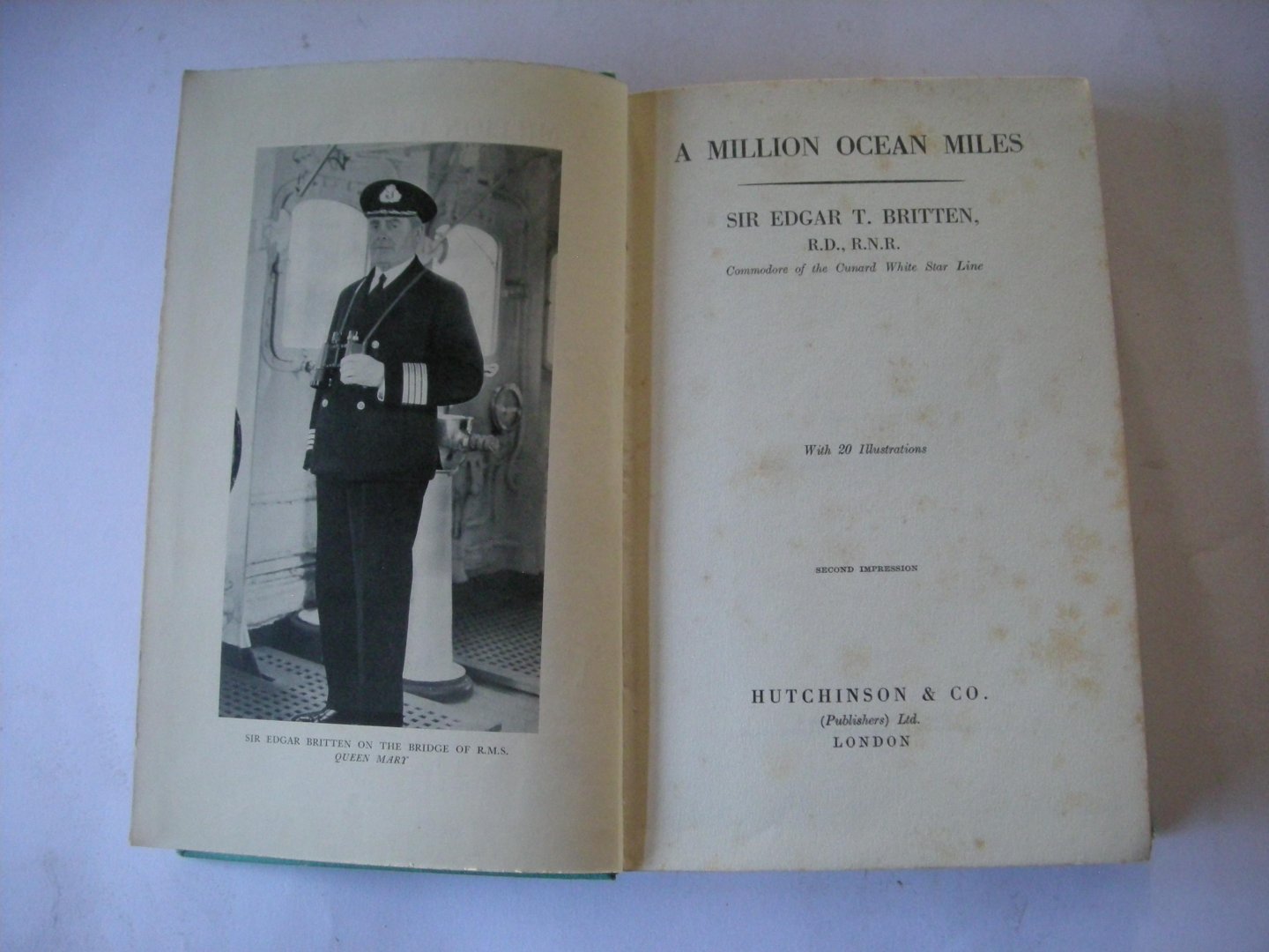 Britten, Sir Edgar T., Commodore of the Cunard White Star Line - A Million Ocean Miles
