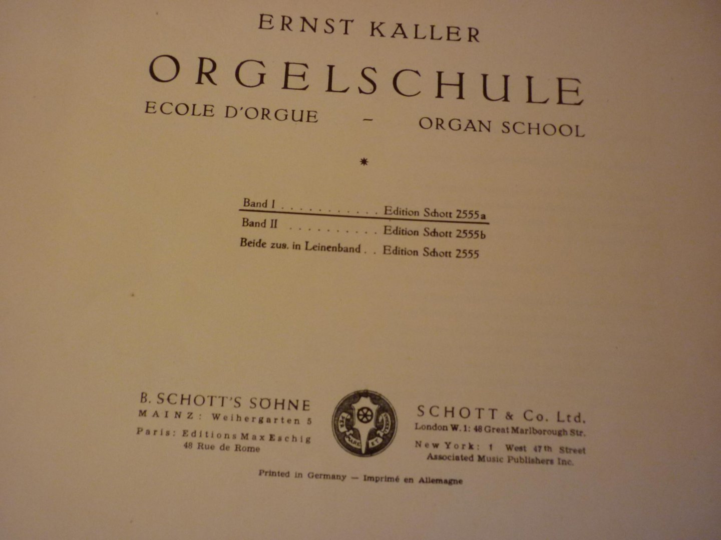 Kaller; Ernst - Orgelschule - Band I
