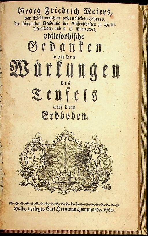 Meier, Georg Friedrich - Philosophische Gedanken von den Würkungen des Teufels auf dem Erdboden