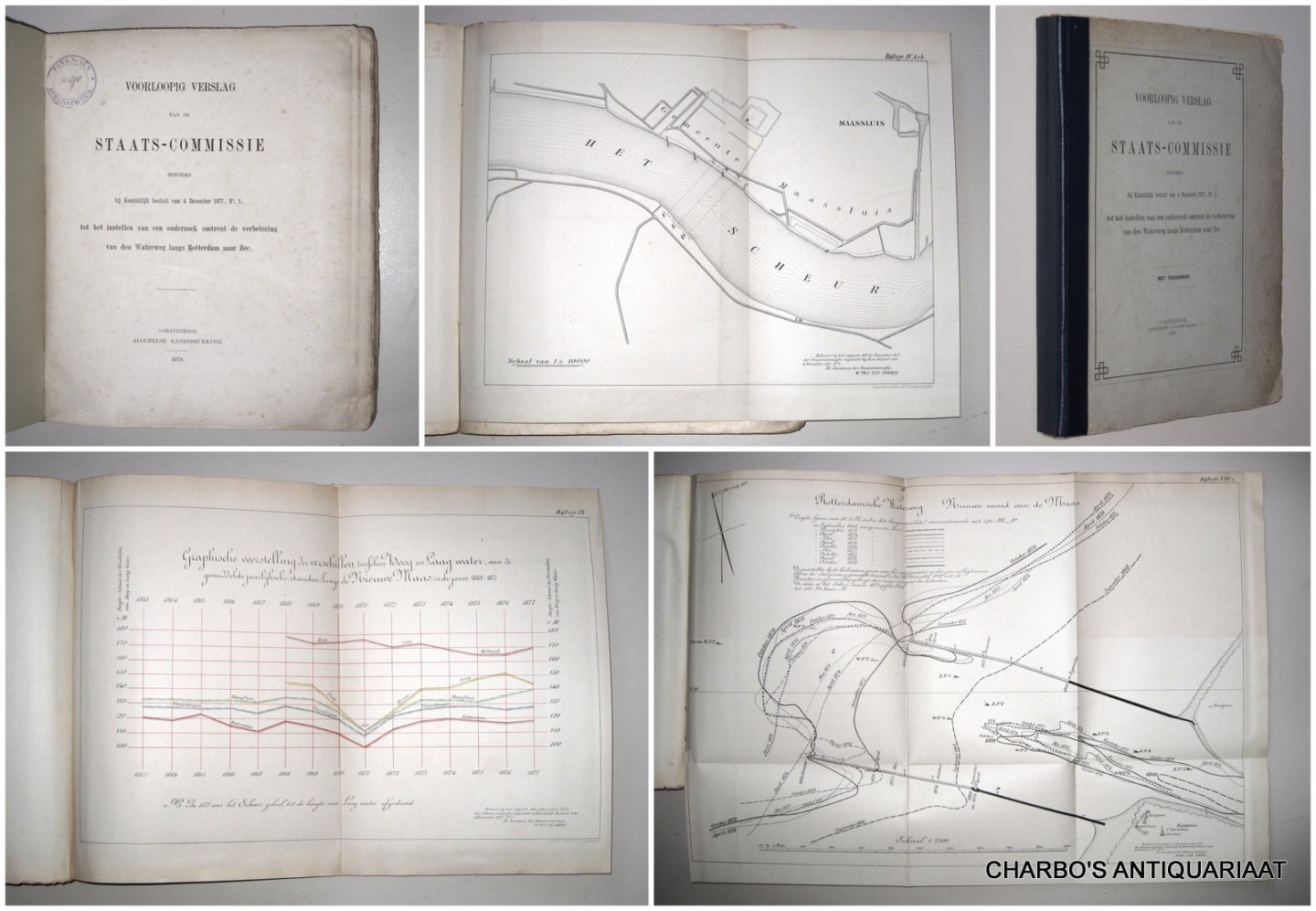FRANSEN VAN DE PUTTE & DOORN, W.T.V. VAN, - Voorloopig verslag van de Staats-Commissie benoemd bij Koninklijk Besluit van 4 December 1877, No, 1, tot het instellen van een onderzoek omtrent de verbetering van den Waterweg langs Rotterdam naar zee.