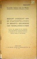 Kregten, J.G. van - Beknopt overzicht van de staatsinstellingen en beknopte geschiedenis van Nederlandsch-Indie Dienstgeheim Koninklijk Instituut voor de Marine