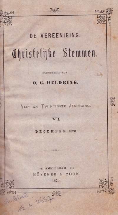 Otto Gerhard Heldring - De Vereeniging Christelijke Stemmen Deel VI